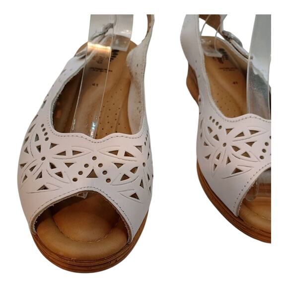 Spring Step Women's Orella White Slingback Cork Wedge Italian Leather Size 41 - Picture 6 of 11